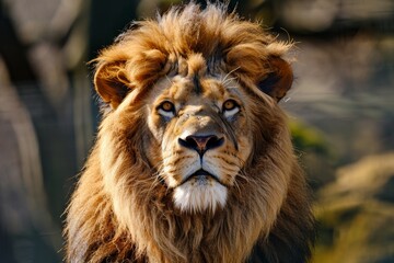 Canvas Print - Majestic lion with flowing mane