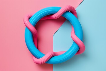 Sticker - abstract colorful shapes on pink and blue background