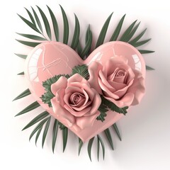 Wall Mural - pink heart-shaped floral arrangement