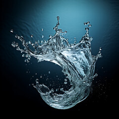 Water splash on blue background. 3d rendering, 3d illustration.