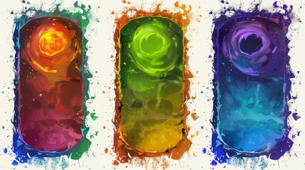 Poster - Vertical banner template with rainbow circles in color