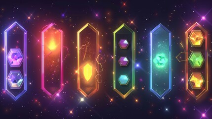 Poster - Color hexagonal template for abstract vertical banners
