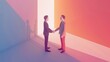 © Mark - Two faceless businessmen shake hands, successful deal conclusion, partnership and cooperation banner, recruiting agency web page.