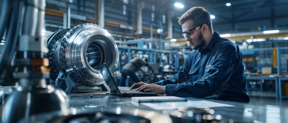 Engineer That Designs Machine Mechanical Engineer works on computer and designs CAD 3D models of the ...