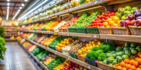 Wall Mural - supermarket store with fruit and- vegetable 