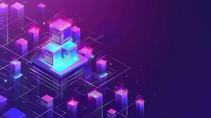 Poster - Isometric illustration of customer relationship management strategy and technology. Marketing strategies and technologies for managing and developing client interactions.
