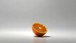 A fresh sliced orange with its peel beside some coins on a white background, generative ai