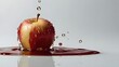 A fresh red apple with a splash of water, perfect for a healthy diet, generative ai