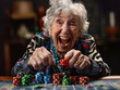 © Anna - Cheerful old woman in a casino. Artificial intelligence.