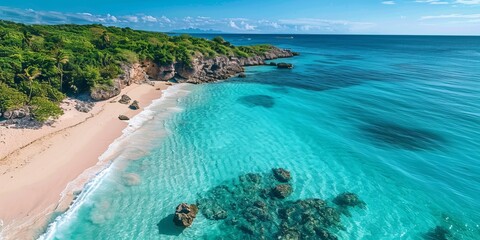 Canvas Print - Aerial view of the beautiful beaches at the Caribbean Sea