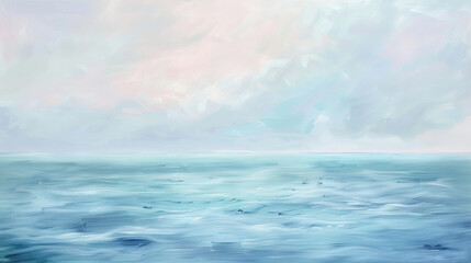 Wall Mural - Pastel colored oil painting of a calm summer ocean