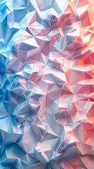 Wall Mural - White, Blue and Pink Polygonal Surface with Triangular Pyramids. Modern, Bright