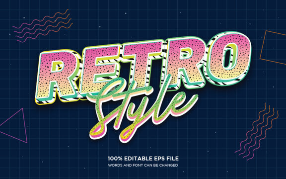 Retro Style 3D editable text style effect	
