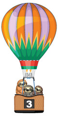 Sticker - Three sloths in a vibrant hot air balloon