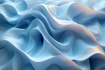 Poster - An artistic representation of undulating waves in hues of blue that resemble silky cloth ripples