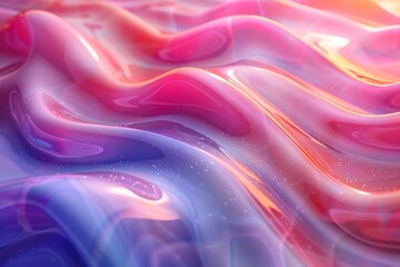 Poster - The image depicts a glossy abstract fluid background with warm red and blue colors, creating a sense of motion and energy
