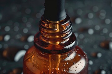 Aufkleber - A bottle of liquid on a table, suitable for various concepts