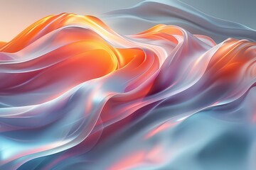 Poster - A digital art piece that imparts a glowing abstract waves, expressing warmth and movement