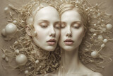 Fototapeta Dmuchawce - Two blonde girls with modern style