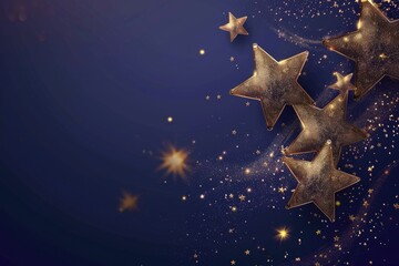 Poster - Bright gold stars against a deep blue backdrop. Ideal for various design projects