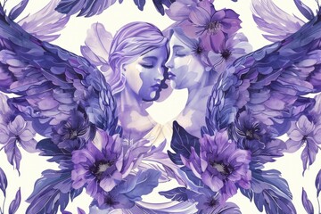 Poster - Beautiful painting of a woman surrounded by colorful flowers. Perfect for interior design projects