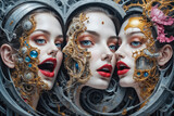 Fototapeta Dmuchawce - Three blonde girls with modern style