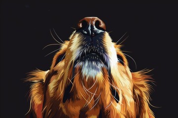 Aufkleber - A close-up of a dog's face on a black background. Suitable for pet-related designs