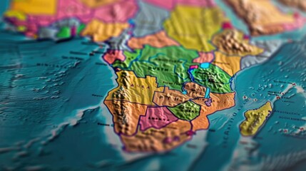 Poster - Close up view of a detailed map of the world, perfect for educational materials or travel websites