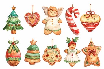 Poster - A collection of Christmas ornaments on a white background. Perfect for holiday designs