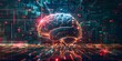 Digital illustration of the human brain on digital background. 
