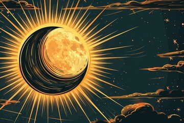 Poster - A drawing of a full moon in the night sky. Suitable for various design projects