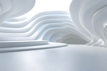 Aufkleber - 3D render of an abstract white background with curved lines, empty space for design and presentation