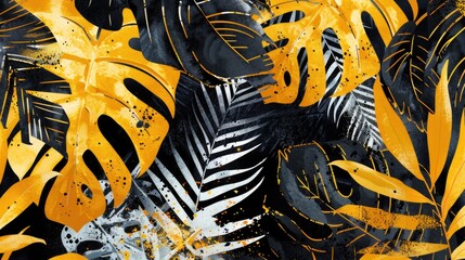 Poster - A painting of a zebra surrounded by plants. Suitable for nature and wildlife themes