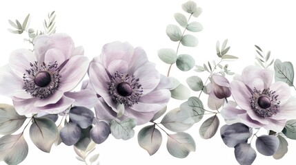 Poster - Close up of colorful flowers on a plain white background. Suitable for various design projects