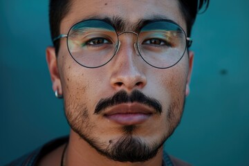 Aufkleber - Close up of a person wearing glasses, suitable for various concepts