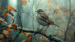 A sparrow sitting on a branch in the forest.