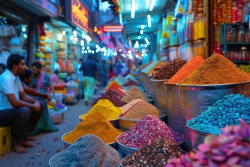 Poster - A collection of bowls filled with a variety of spices. Ideal for culinary or food-related projects