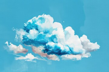 A serene painting of a cloud in a blue sky. Perfect for backgrounds or nature-themed designs