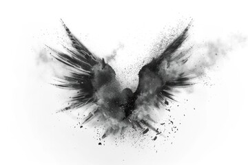 Poster - A striking black and white image of a bird with wings outstretched. Ideal for nature and wildlife concepts