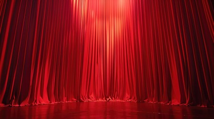 Poster - A stage with red curtains and a spotlight. Perfect for theater or performance concepts