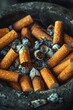 Bowl filled with cigarettes