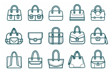 Poster - A variety of stylish handbags and purses on a white background. Perfect for fashion or retail concepts