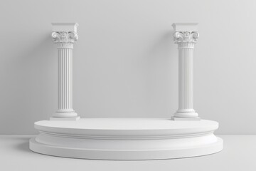 Wall Mural - White pedestal with two columns on top. Suitable for product display