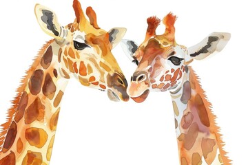 Poster - A couple of giraffes standing side by side. Suitable for wildlife and animal themes