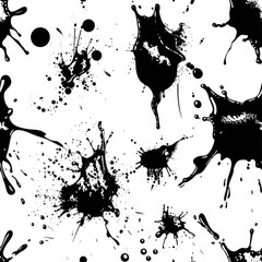 Sticker - Black ink splatters on a white background. Perfect for design projects