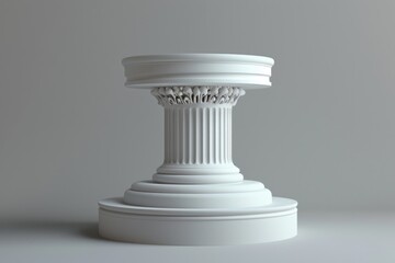 Poster - White pedestal with round base on plain surface. Suitable for product display