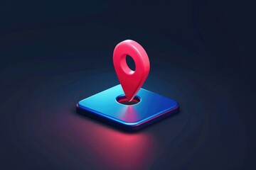 Poster - A phone with a red pin, suitable for location-based apps