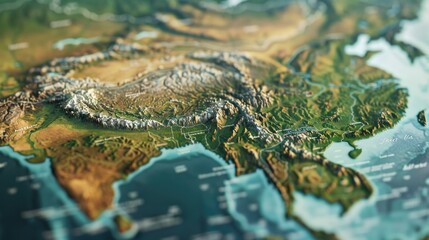 Poster - Detailed close up view of a map of Asia, perfect for educational materials