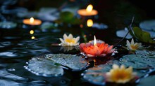 On The Ancient Midsummer Holiday Summer Solstice Day Mystical Rituals Involve Floating Flowers And Burning Candles Atop Dark Waters Adorned With Aquatic Duckweeds Lemna As Part Of An Age Ol