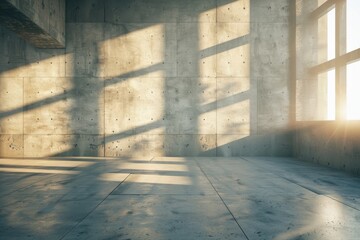 Aufkleber - A room with a concrete wall and a window. Suitable for interior design projects